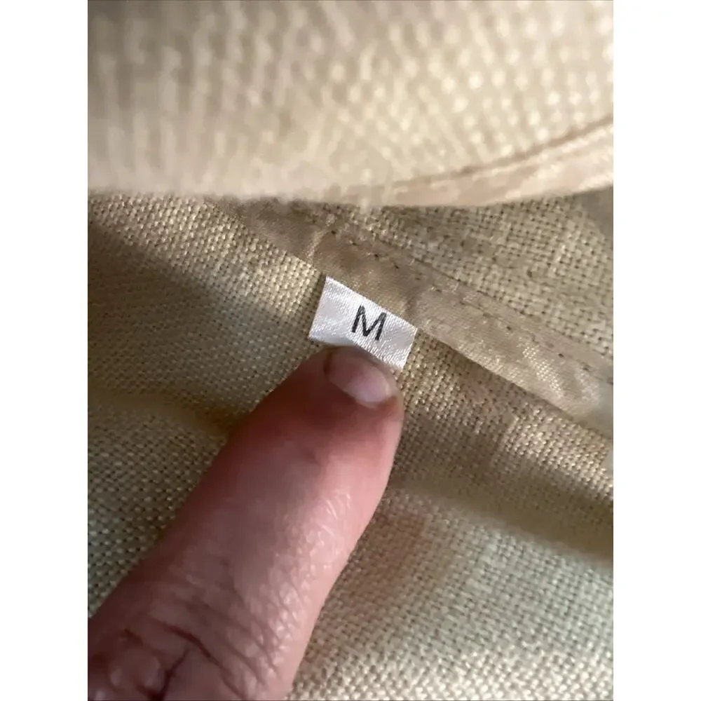 Cabi Tan 100% Linen One Button Academia blazer safari Jacket medium pleated #902 - Picture 9 of 11